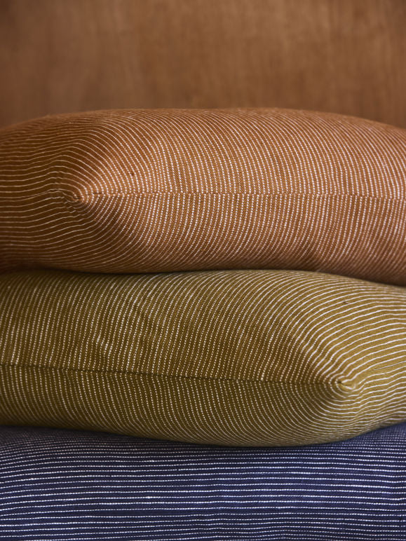 Fine Striped Linen Cushion Cover Orange Peel / 21.65" x 21.65"