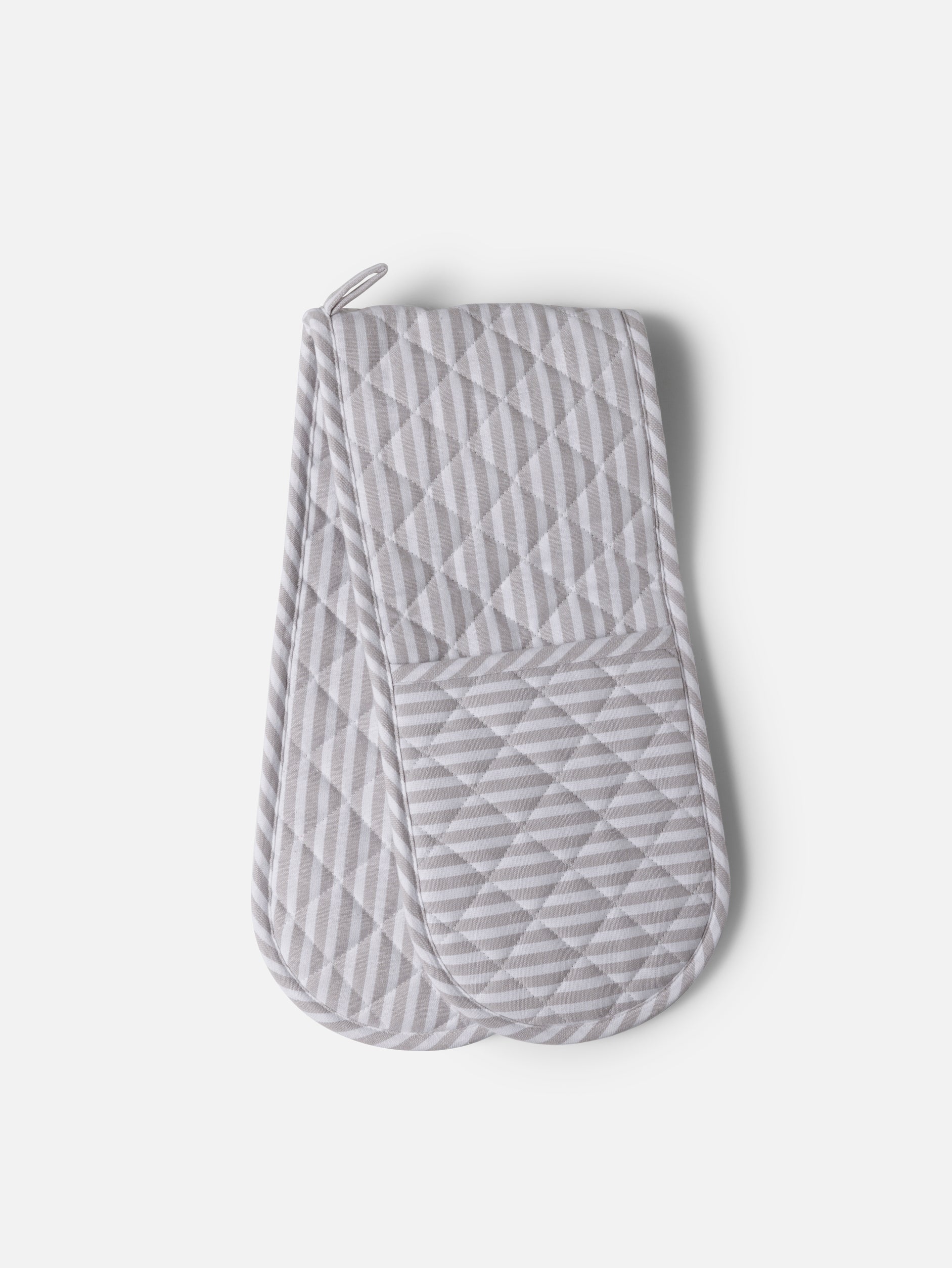 Classic Stripe Double Oven Glove Grey/White / One Size